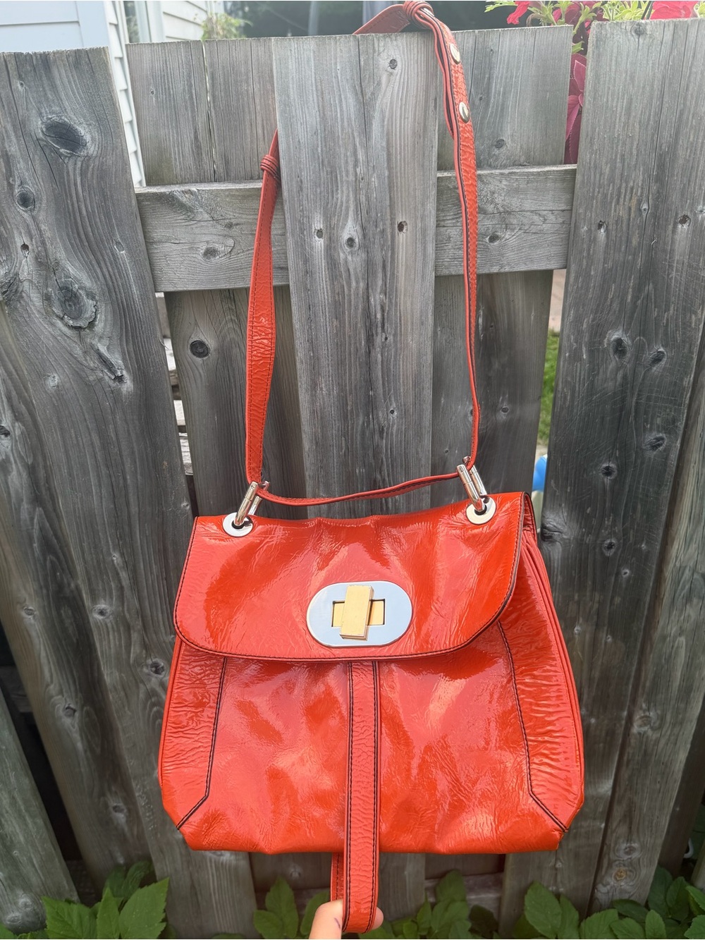 Badgley Mischka- Patent leather handbag